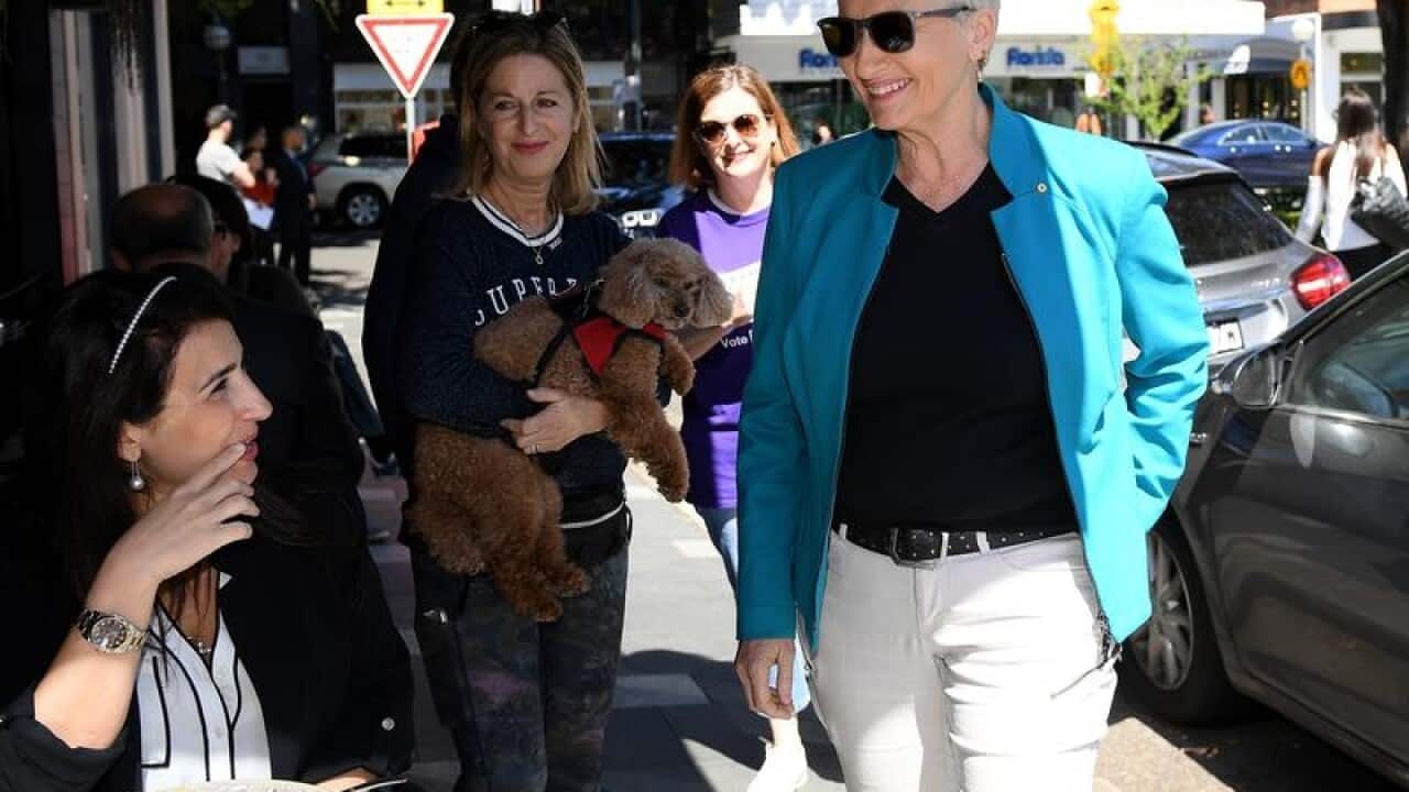 Independent candidate for Wentworth Kerryn Phelps greets residents.