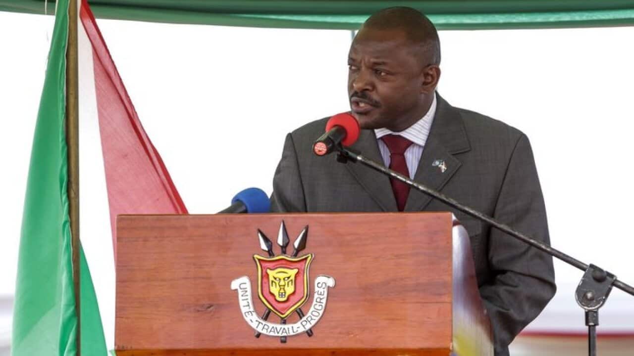 Burundi's President Pierre Nkurunziza addresses