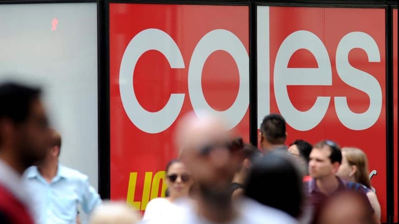 Coles supermarket signage in Sydney.