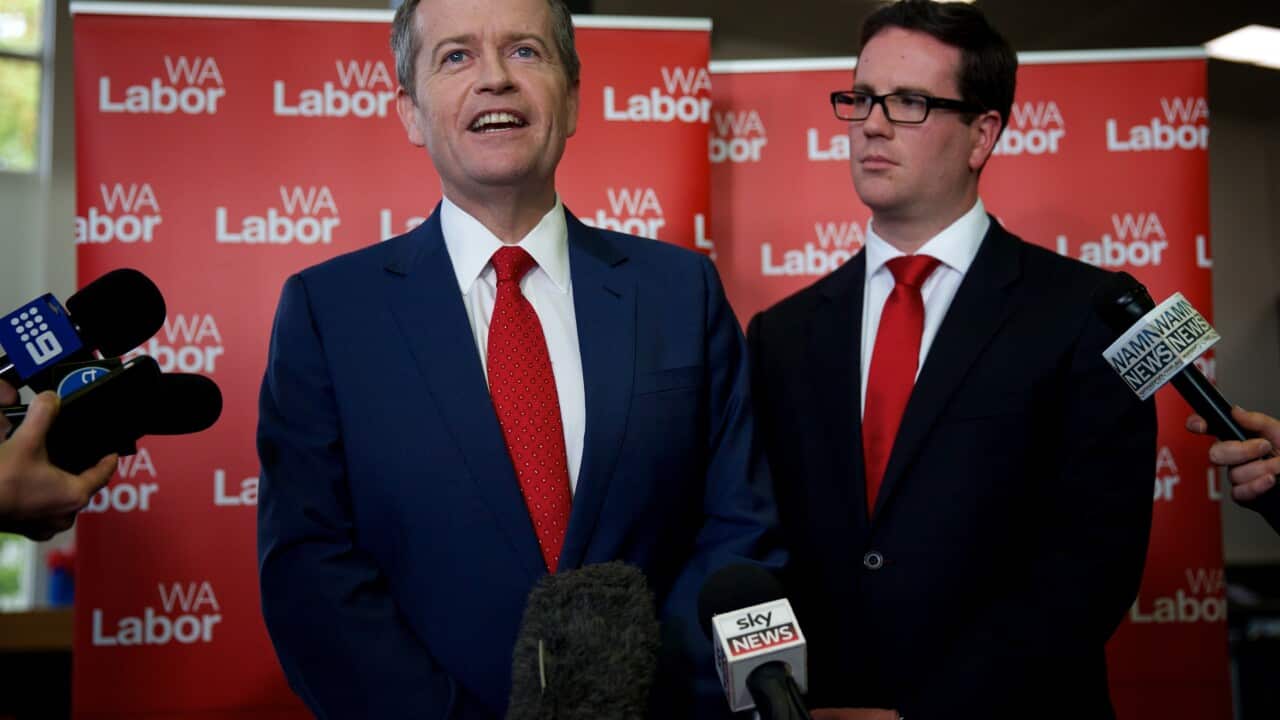 Federal Opposition Leader Bill Shorten and Labor's candidate for Canning, Matt Keogh 