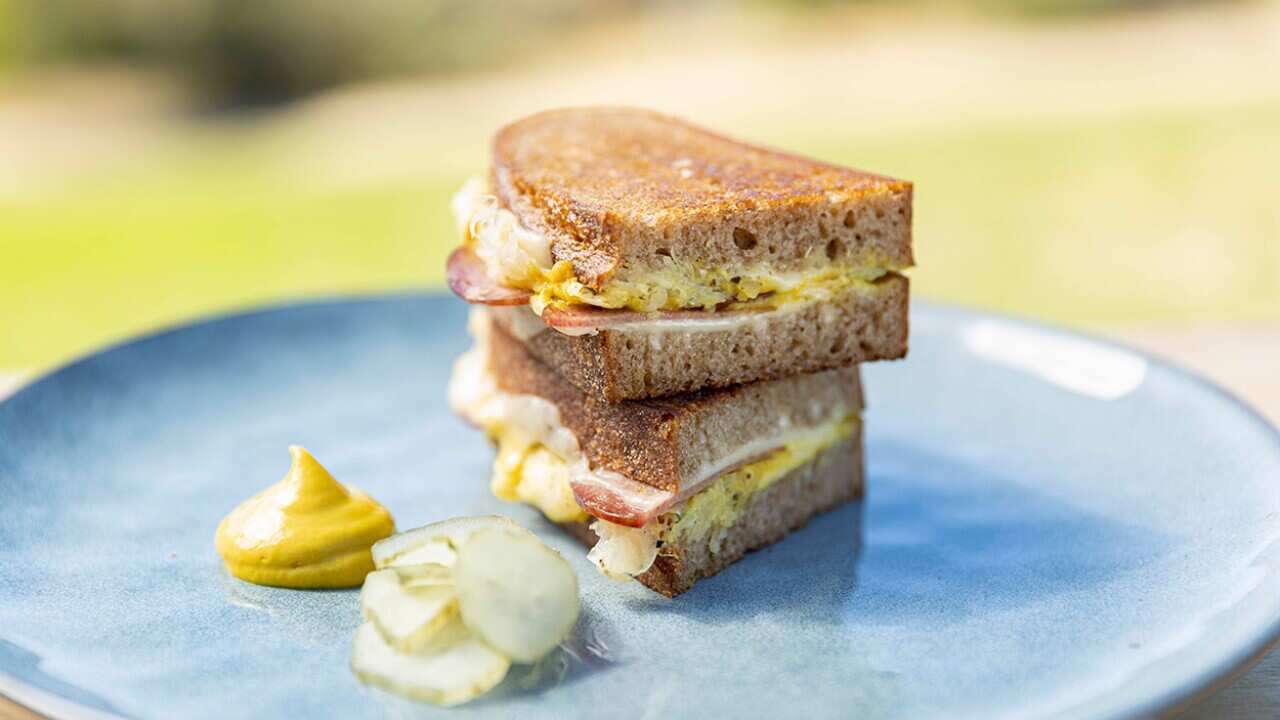 Mettwurst and sauerkraut toasted sandwich recipe | SBS Food Mettwurst and sauerkraut toasted sandwich recipe | SBS Food