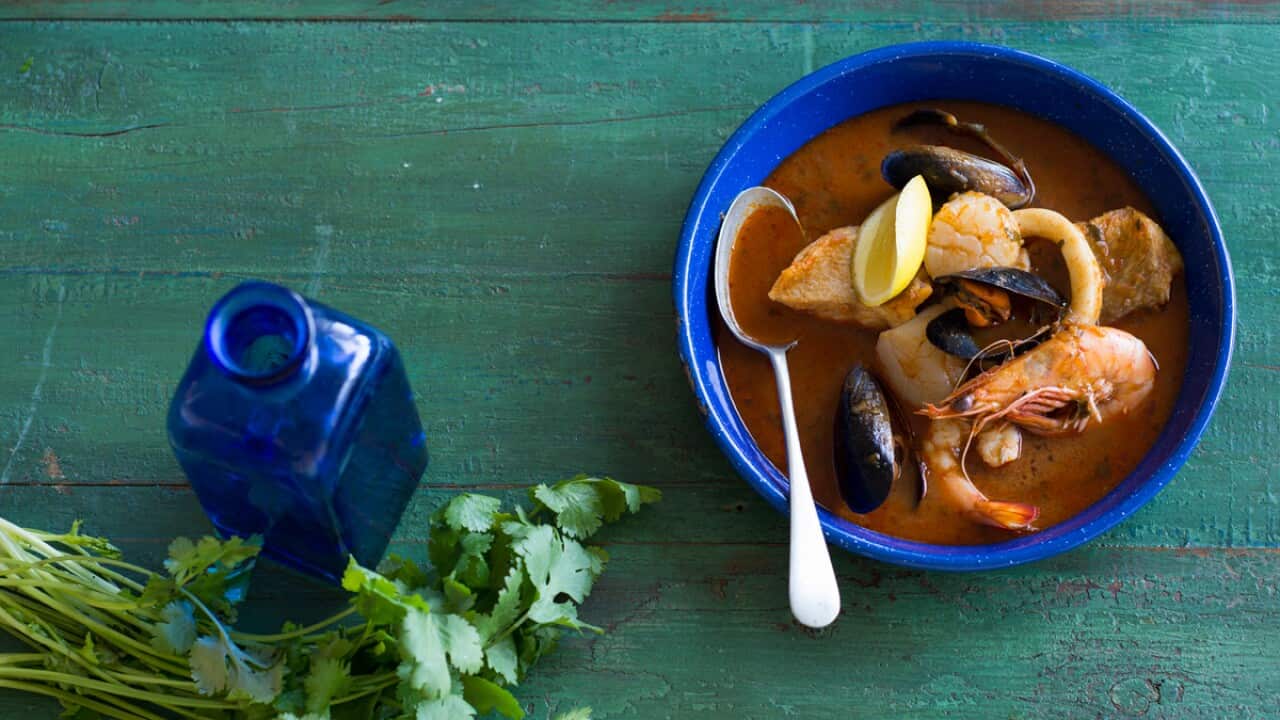 Peruvian seafood soup (parihuela)
