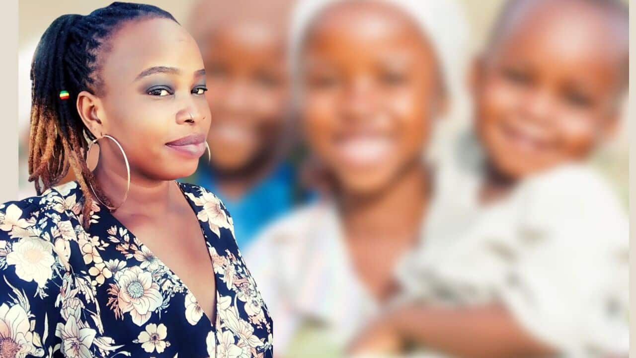 Akima Buol and the blurred image of children inserted at the background