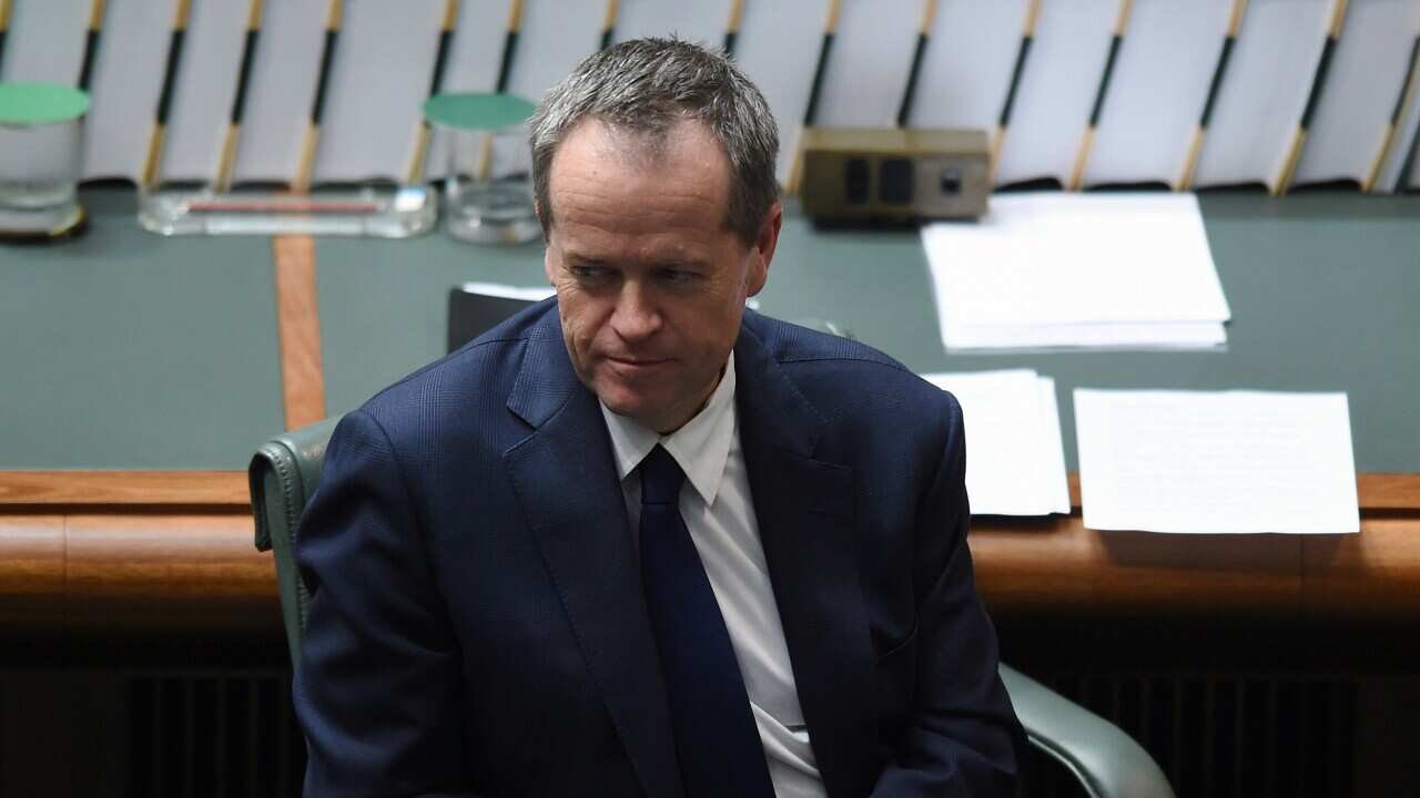 Opposition Leader Bill Shorten reacts during House of Representatives Question Time at Parliament House in Canberra, Tuesday, June 16, 2015. (AAP Image/Lukas Coch) NO ARCHIVING