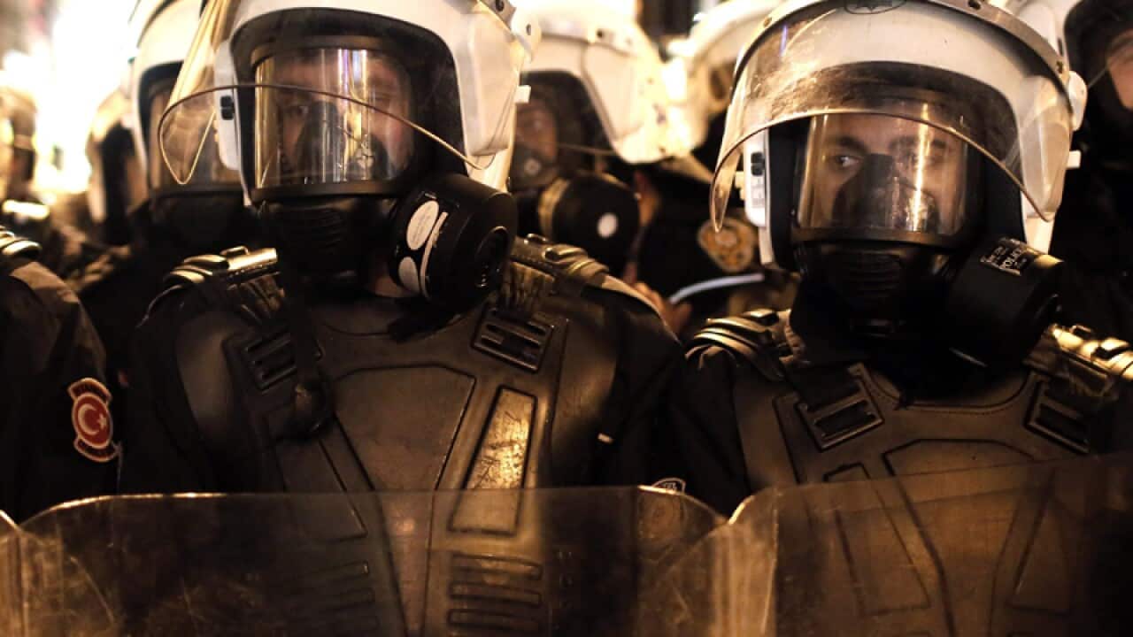 Turkish riot police during a demonstration