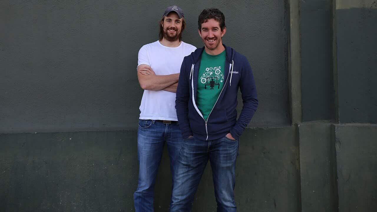 Aussie tech dream team co-founders of Sydney technology company Atlassian Scott Farquhar and Mike Cannon-Brookes.