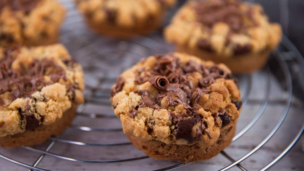 Baked chocolate and coffee fudge tart
