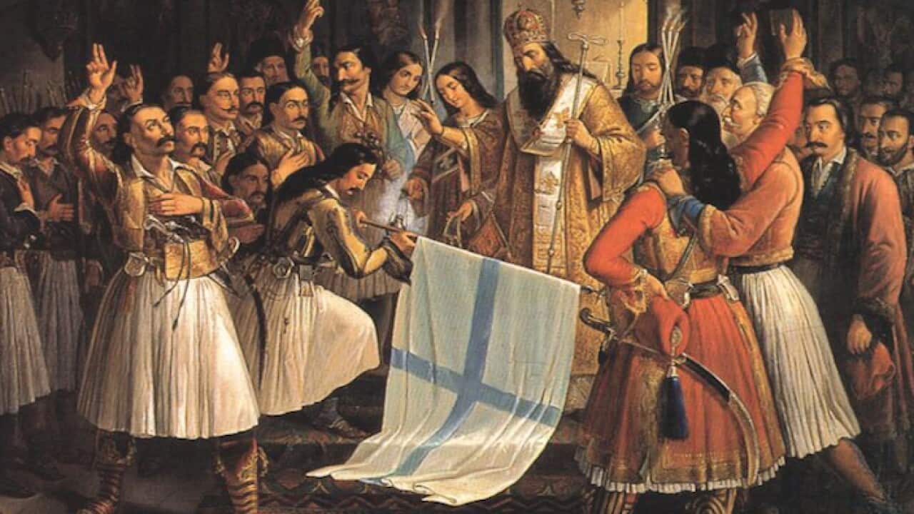 Blessing the flag of Revolution, Theodoros Vryzakis, (1865)