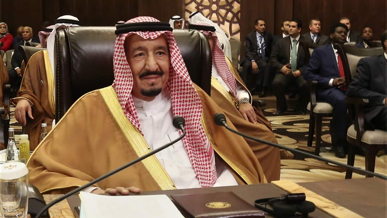 In this March 29, 2017 file photo, Saudi Arabia's King Salman attends the summit of the Arab League at the Dead Sea, Jordan.