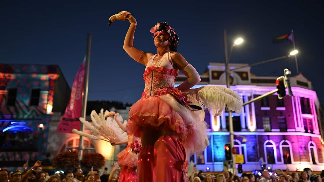 People participate in the 47th annual Sydney Gay and Lesbian Mardi Gras Parade on Oxford Street, in Sydney.