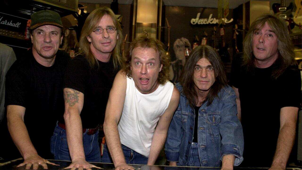 AC/DC members from left: Brian Johnson, Phil Rudd, Angus Young, Malcolm Young and Cliff Williams. (Getty Images)