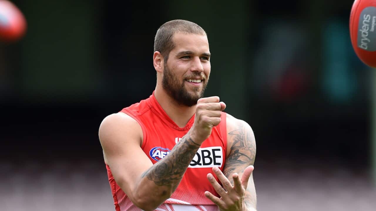 Lance Franklin during a training session.