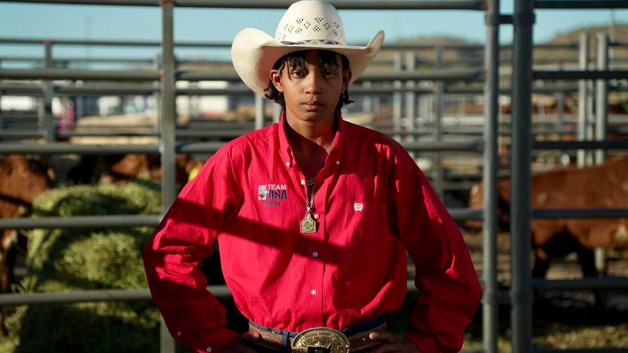 Texas teenager Jacki Gayle wearing a hat and rodeo Team USA shirt.