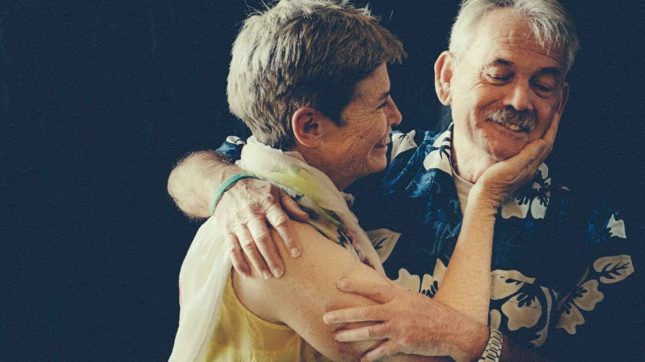 An undated supplied photograph obtained Friday, June 15, 2018, of John Quinn (right) and his wife, Glynnis. John Quinn was diagnosed with a rare form of dementia at the age of 59. (AAP Image/ Supplied by Hammond Care) NO ARCHIVING, EDITORIAL USE ONLY
