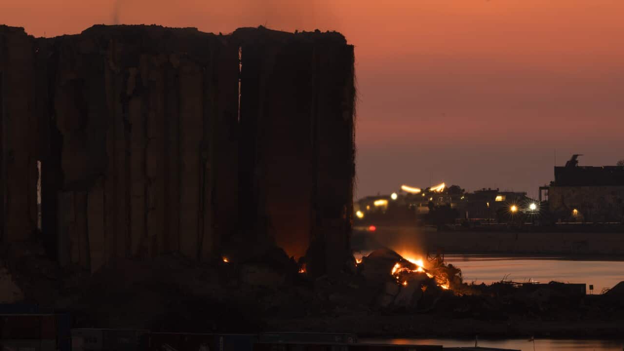 Silos at Beirut Port destroyed in 2020, have caught fire due to fermented grains