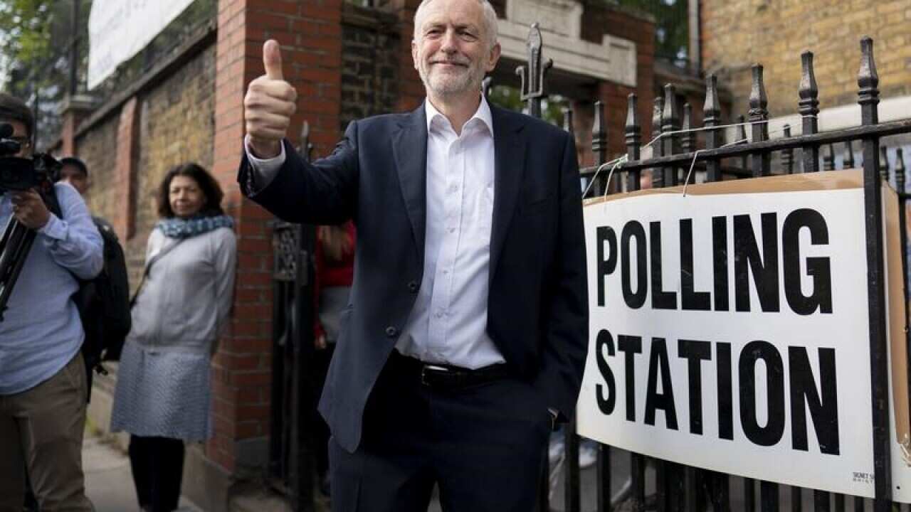 British Labour party Leader Jeremy Corbyn voting