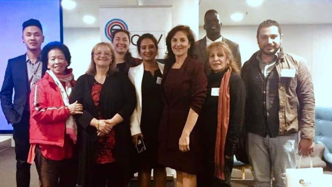 ECCV's Kris Pavlidis (fourth from right) at the Ethnic Community's Council 2018 Biennial State wide Conference.