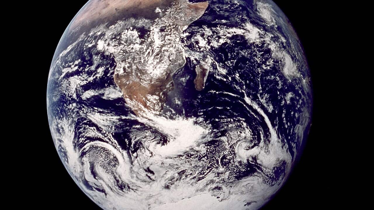 View of the Earth from space taken during the Apollo 17 mission in 1972 showing Africa and the Arabian Peninsula.