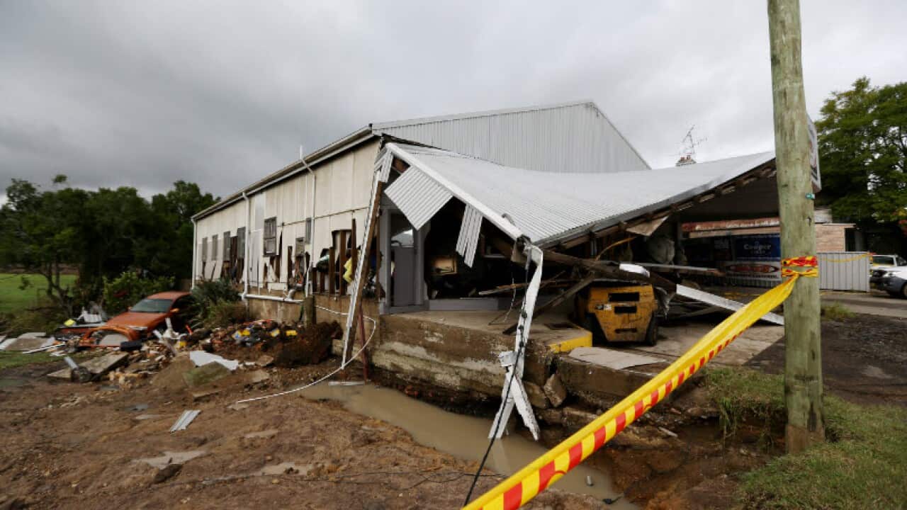 Damage and destruction caused by flooding in Dungog in the NSW Hunter region, Wednesday, April 22, 2015. (AAP Image/Nikki Short) 