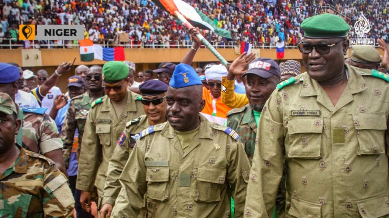 Viongozi wa mapinduzi ya serikali ya Niger kwenye tukio lakitaifa.jpg