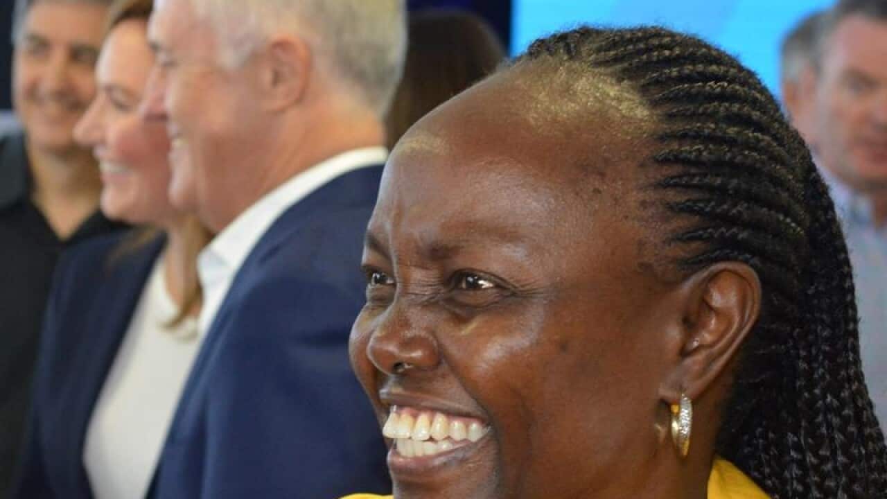 New Liberal senator Lucy Gichuhi with Malcolm Turnbull in February.