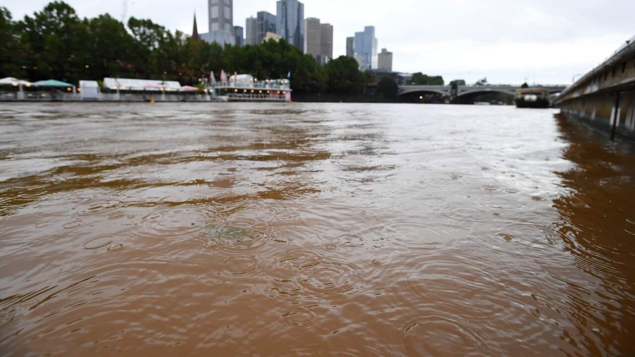 The Yarra River is seen filled with dust in Melbourne, Thursday, January 23, 2019.