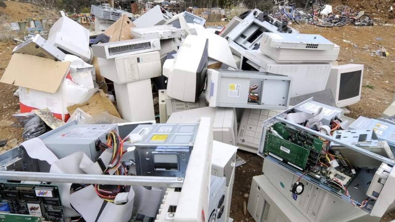 Obsolete computers and accessories on a landfill site near Canberra.