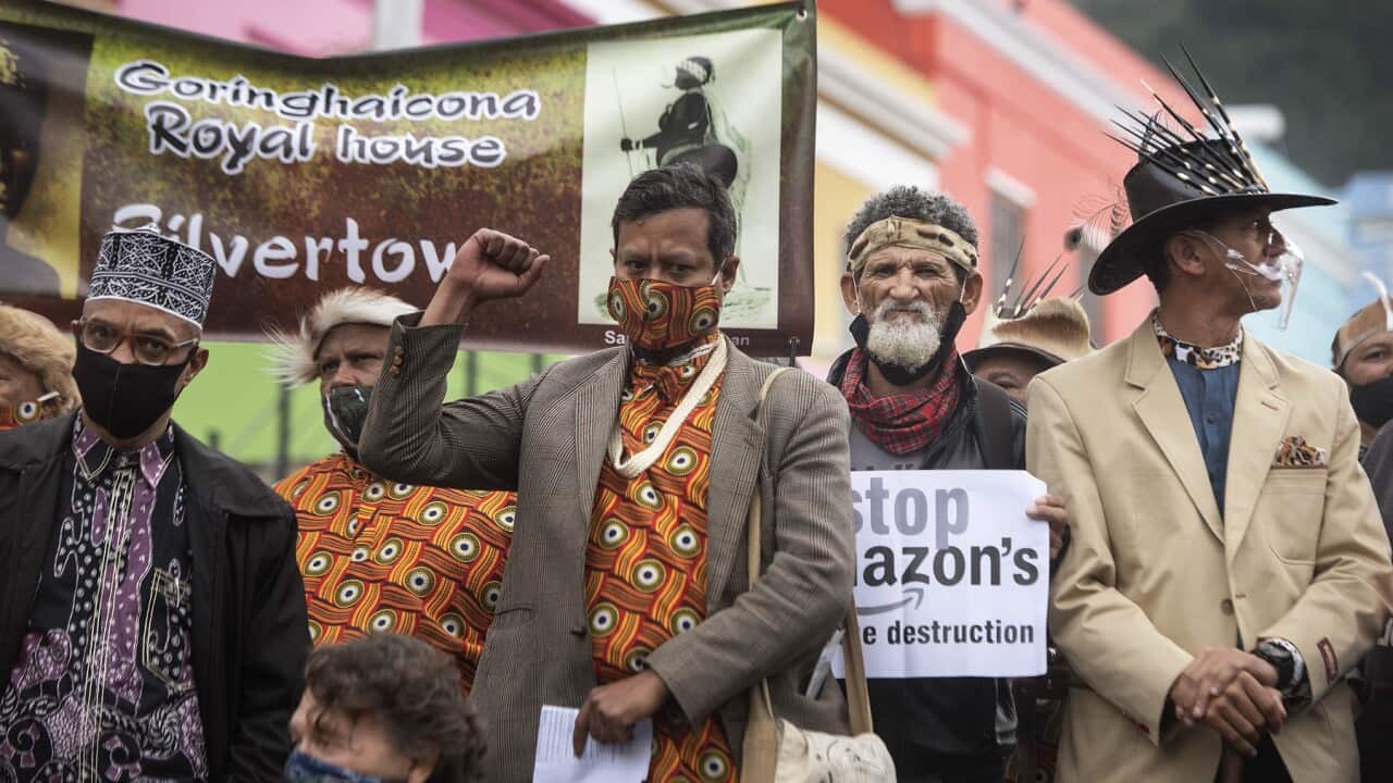Protestors against development on the Khoi San's sacred land march through Capetown