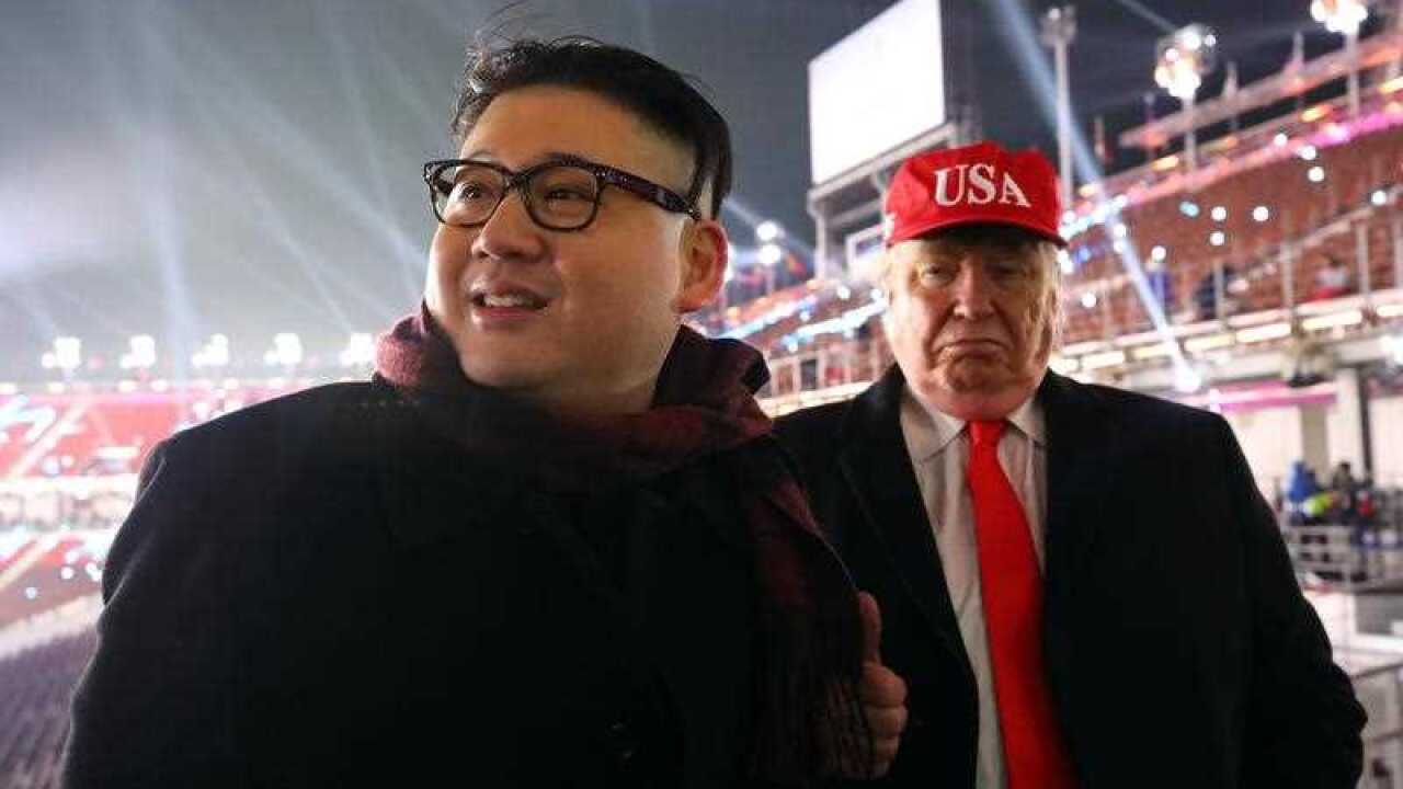 Impersonators dressed as North Korean leader Kim Jong-un and US President Donald J. Trump attend the opening ceremony of the PyeongChang Olympics in PyeongChang, Gangwon Province, South Korea, on 09 February 2018.