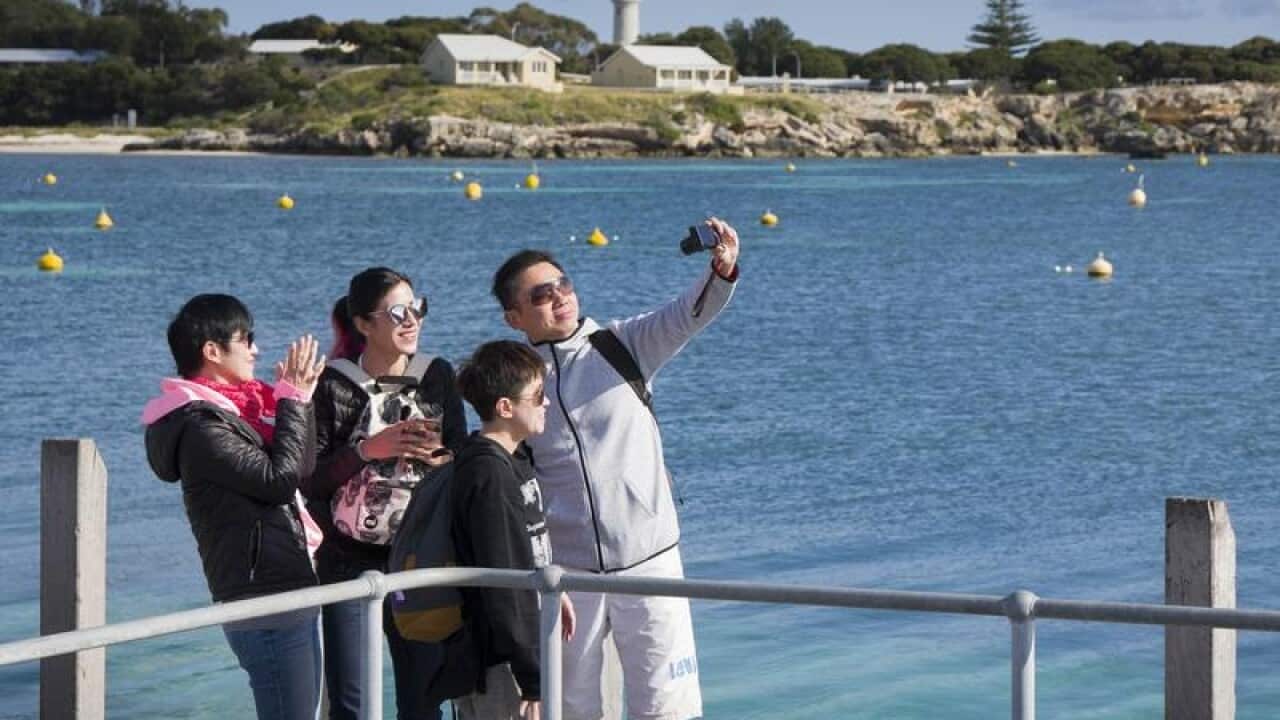 Tourists take a selfie on Rottnest Island
