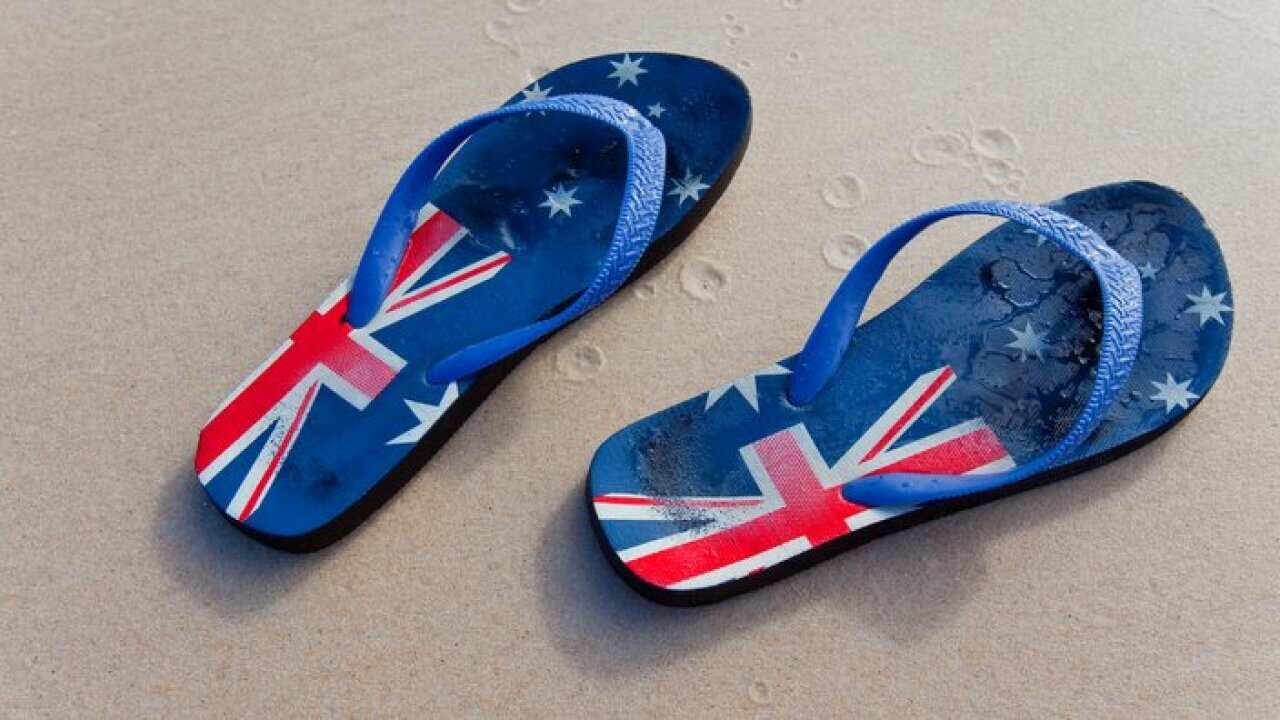 Australian Thongs on a beach
