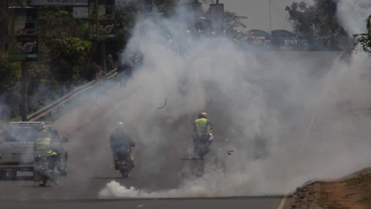 Police firing tear gas at Kenya's airport
