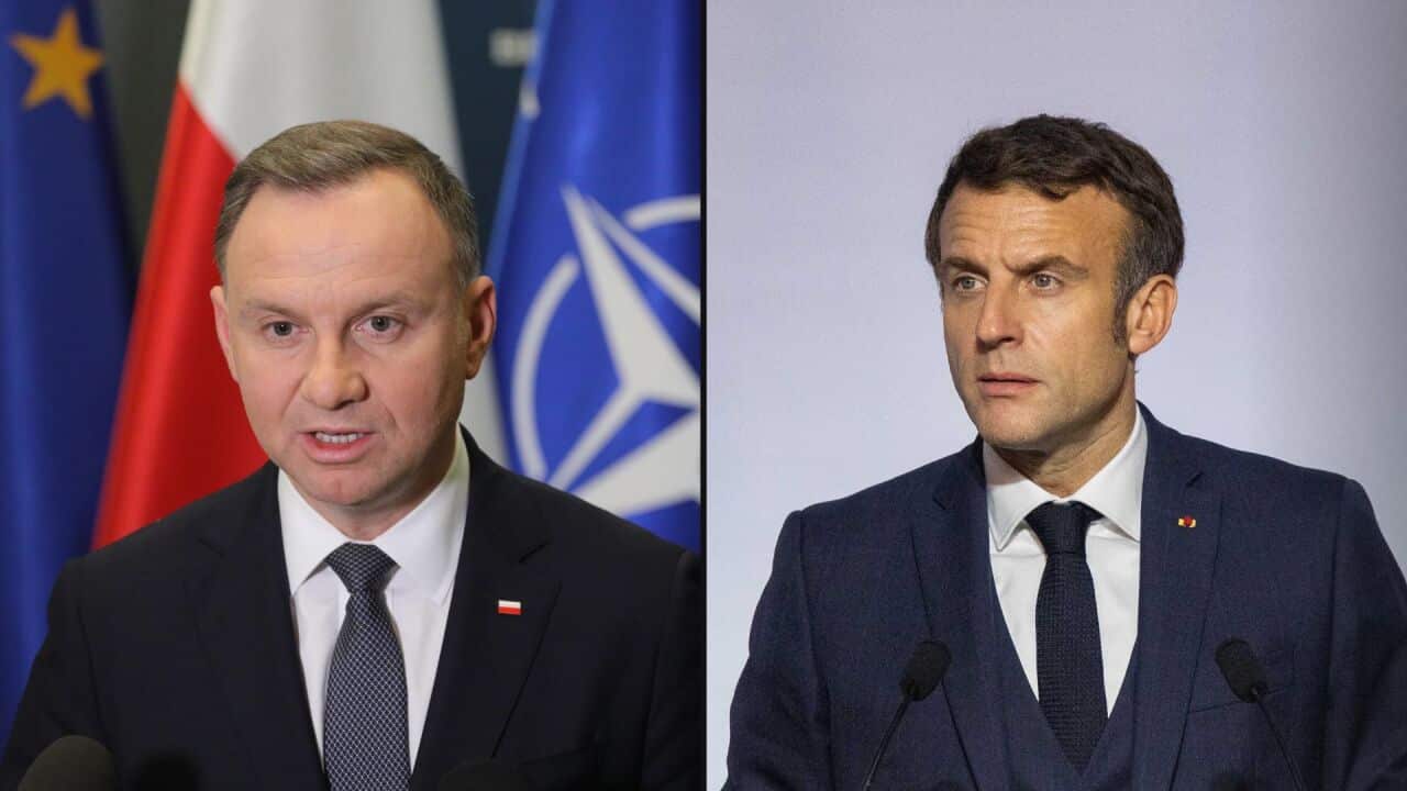 Polish President Andrzej Duda and France's Emmanuel Macron