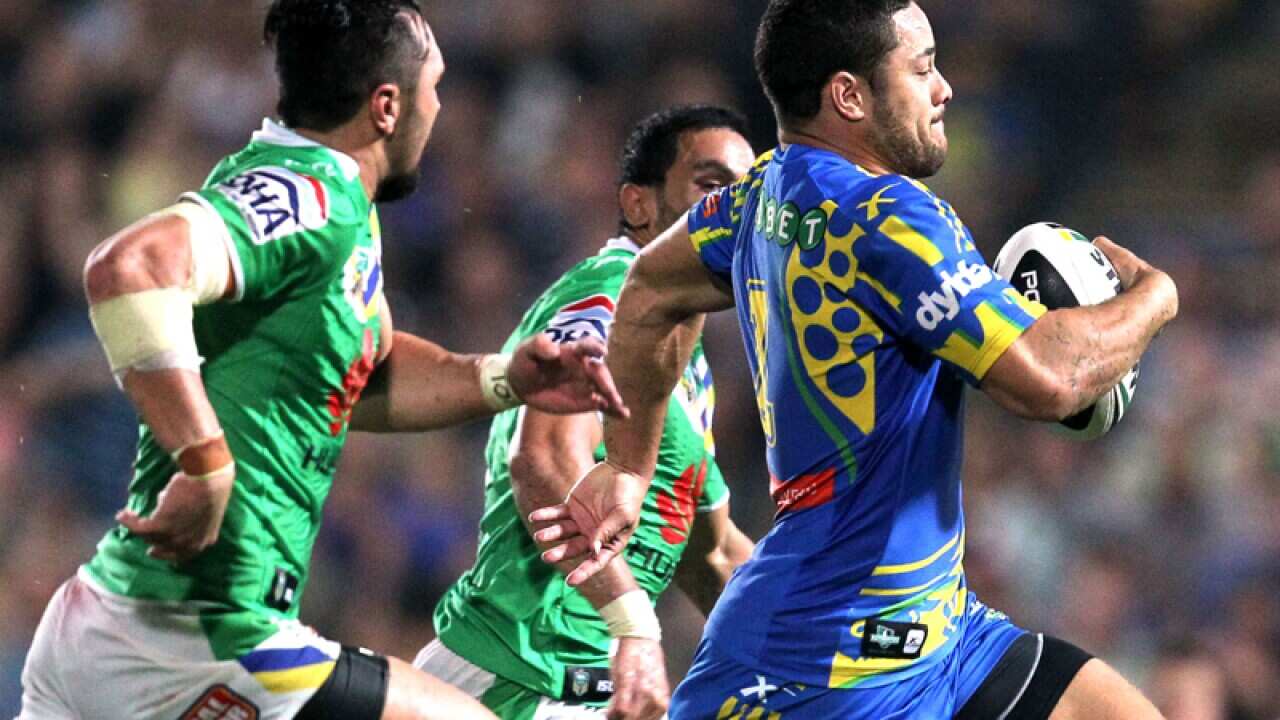 Parramatta Eels star Jarryd Hayne in action.