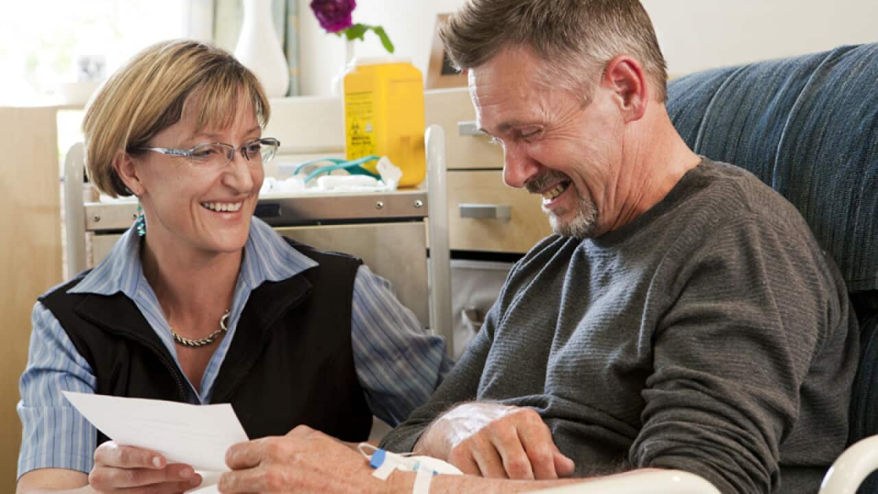 A man gets treated for multiple sclerosis