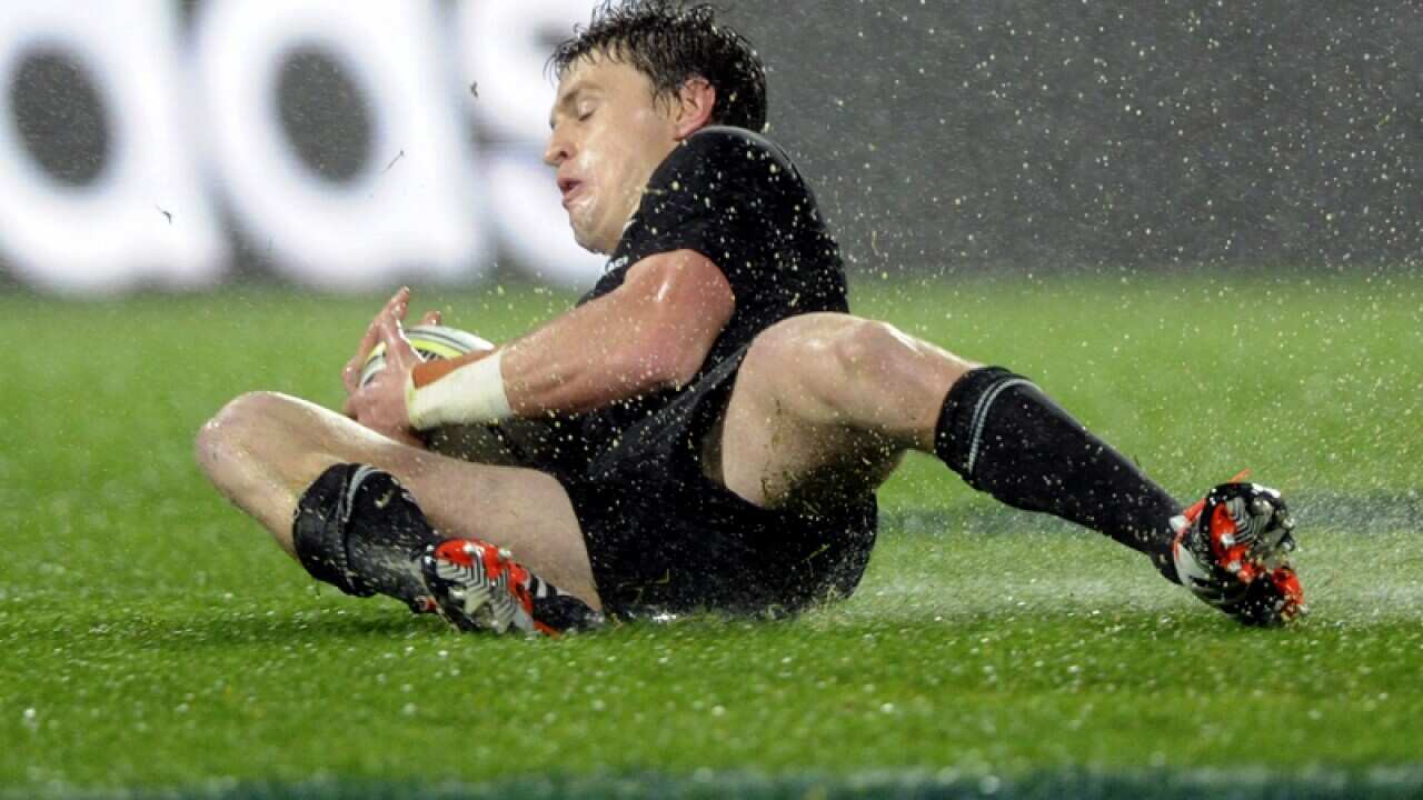 New Zealand’s Beauden Barrett slips