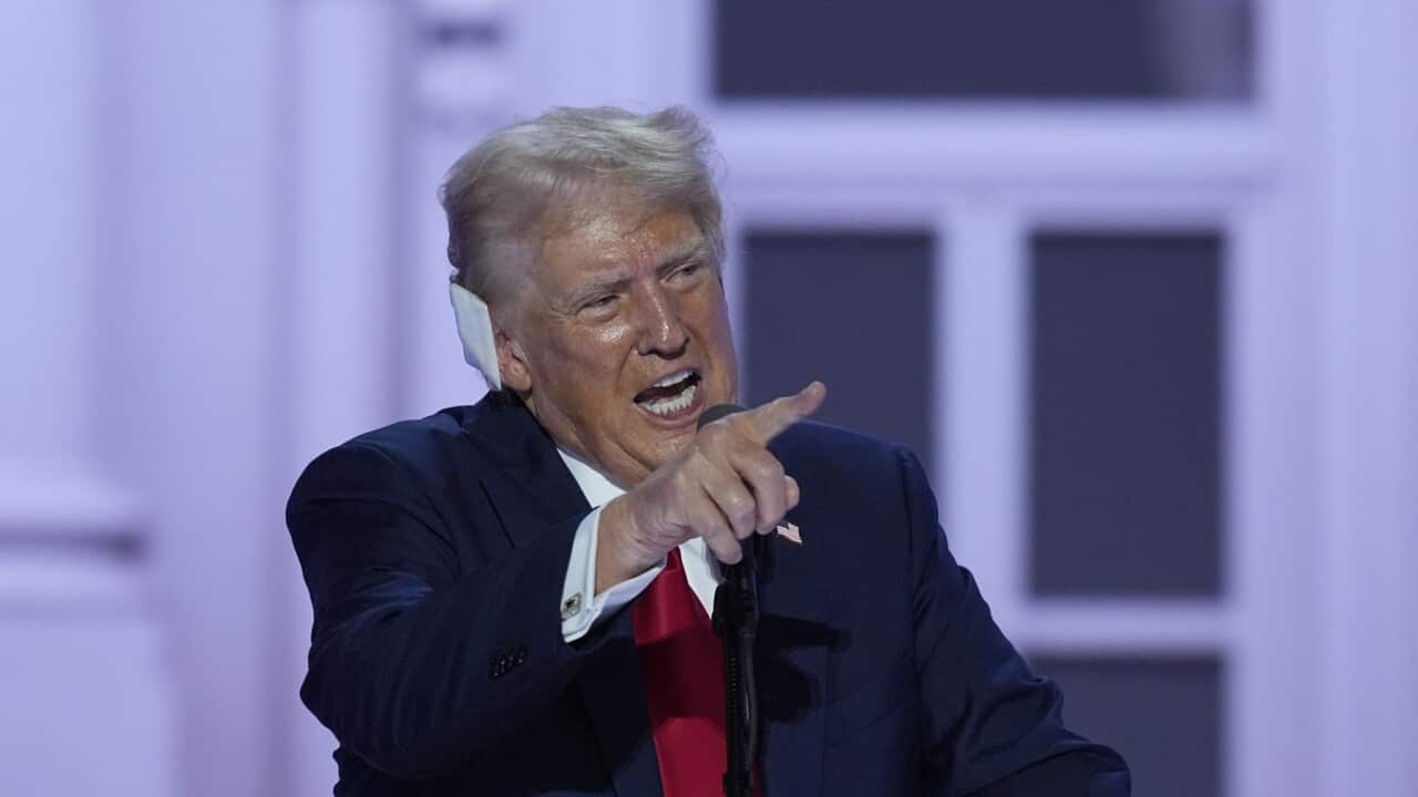 Republican presidential candidate former President Donald Trump at the Republican National Convention in Milwaukee (AAP)
