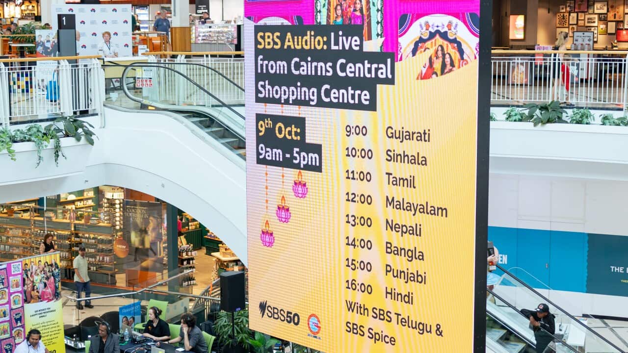 SBS Audio live from Cairns Central Shopping Centre on Thursday, 9 October 2025.