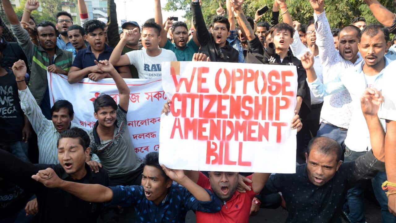 Students protest against the Citizenship Amendment Bill in Guwahati, Assam, India