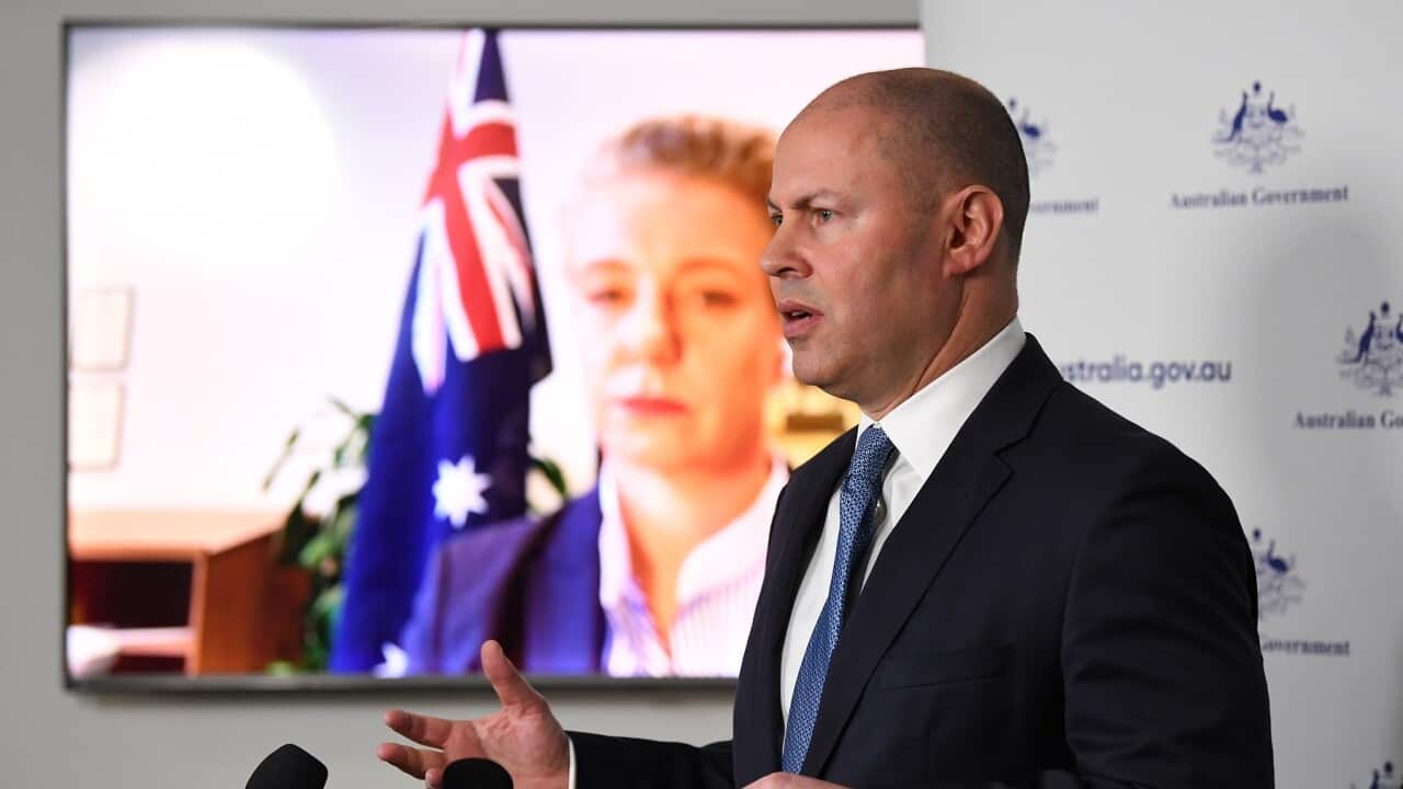 Treasurer Josh Frydenberg addresses the media during a press conference at his electoral office in Hawthorn East, Melbourne, Wednesday, September 29, 2021. (AAP Image/James Ross) NO ARCHIVING