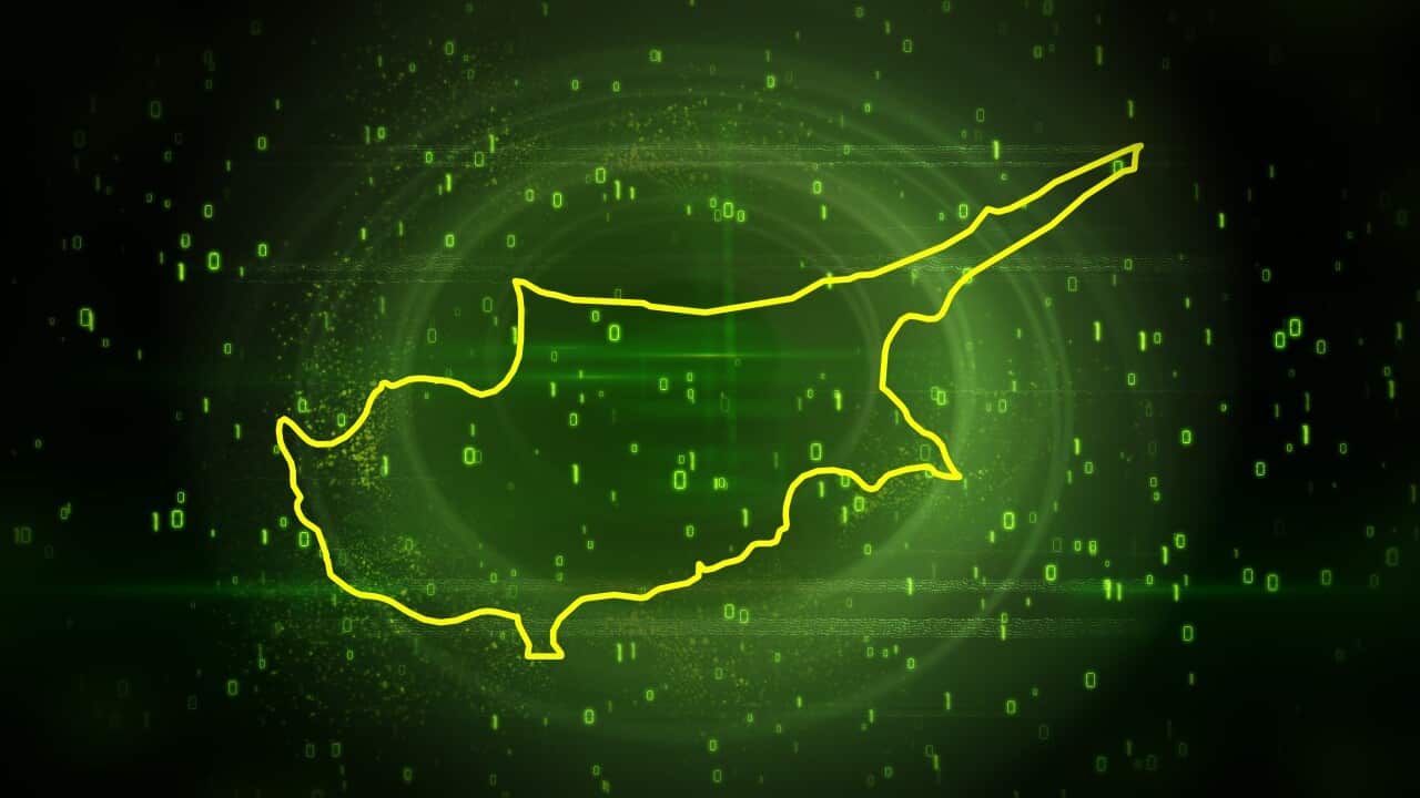 Cyprus Map on Digital Background