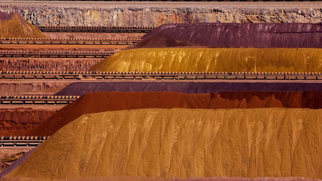 Iron ore piles at Parker Point, Dampier, Western Australia. 