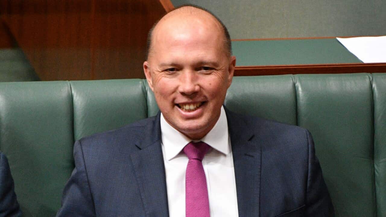 Minister for Home Affairs Peter Dutton during Question Time in the House of Representatives at Parliament House in Canberra, Tuesday, June 26, 2018. (AAP Image/Mick Tsikas) NO ARCHIVING