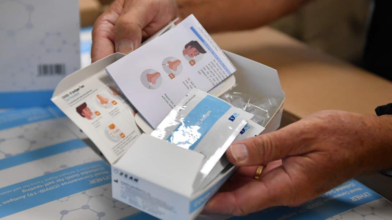 Principal Glenn Butler takes delivery of Rapid Antigen Tests (COVID 19 Self Tests) at Mount View Primary School in Glen Waverley