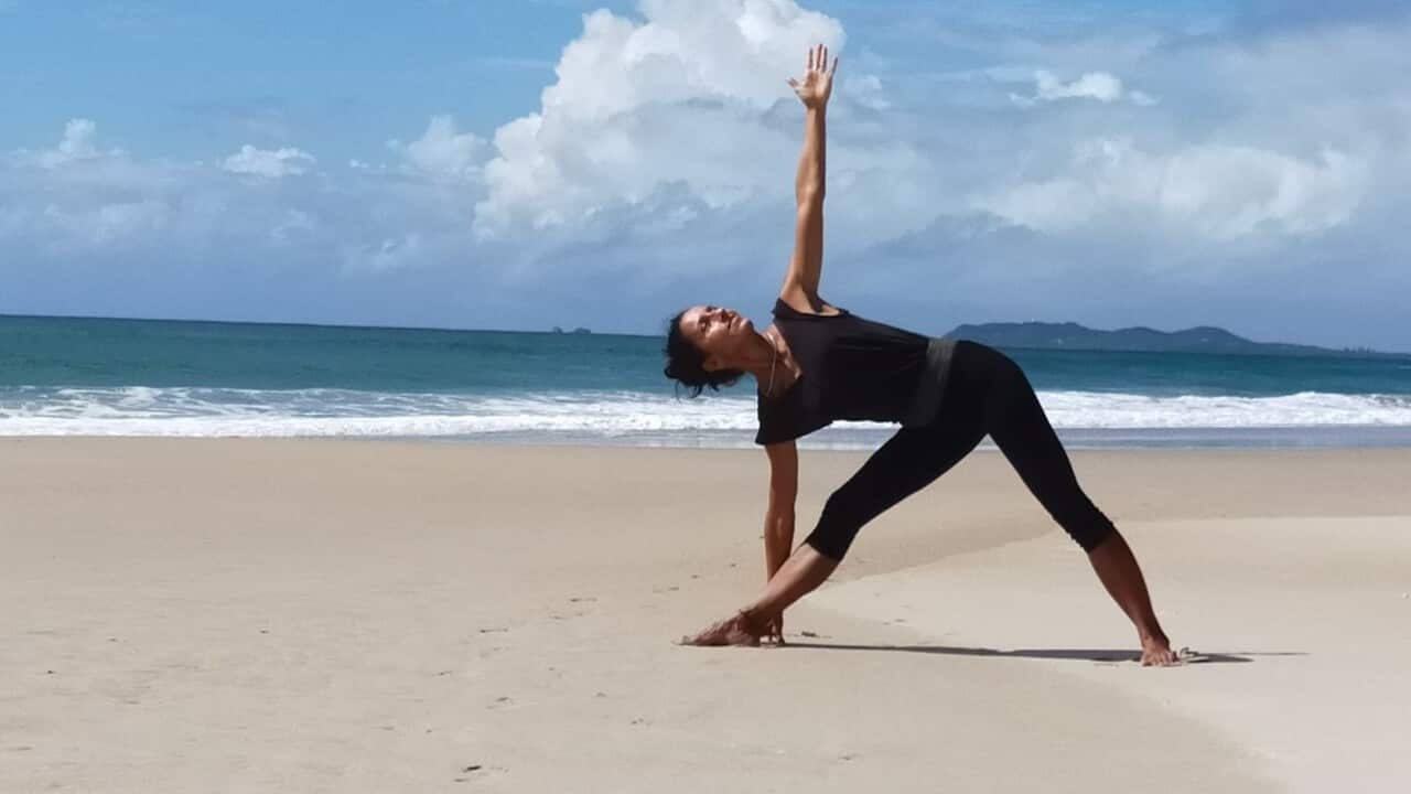 Simonetta during her yoga practice