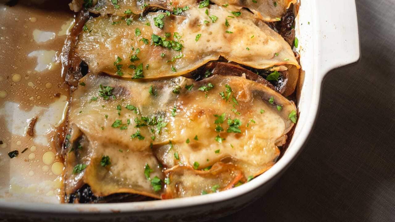 Mushroom, potato and onion bake (Tortino di funghi e patate)