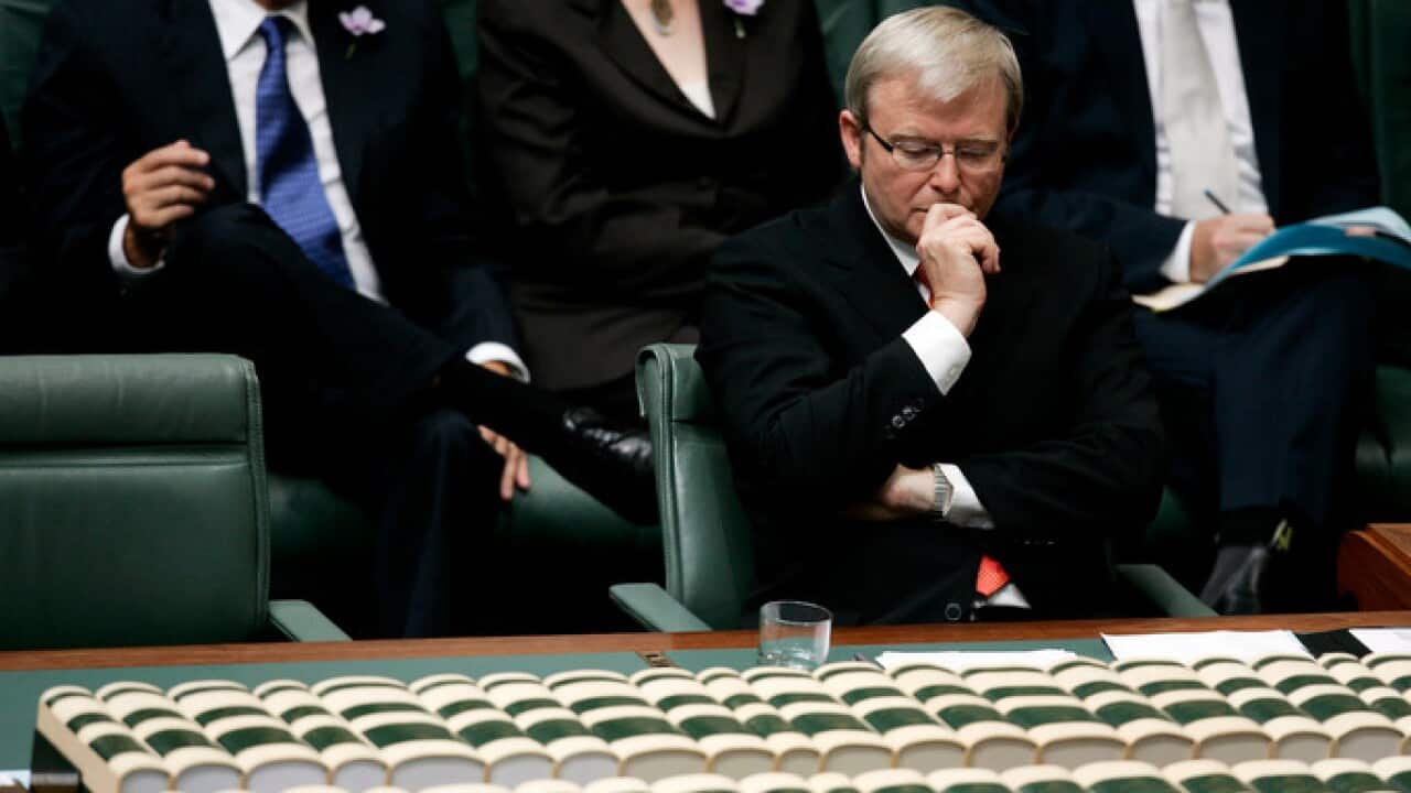 Australian Prime Minister Kevin Rudd moments before his apology speech on February 13 2008 in Canberra.