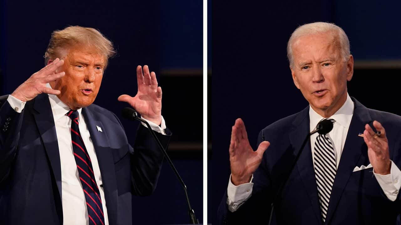 President Donald Trump, left, and former Vice President Joe Biden during the first presidential debate Tuesday, Sept. 29, 2020