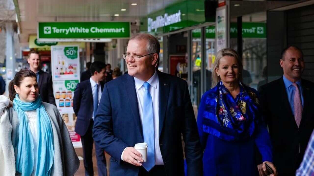 Prime Minister Scott Morrison on a visit to the NSW town of Albury.