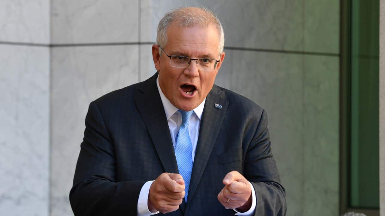 Prime Minister Scott Morrison addresses the media